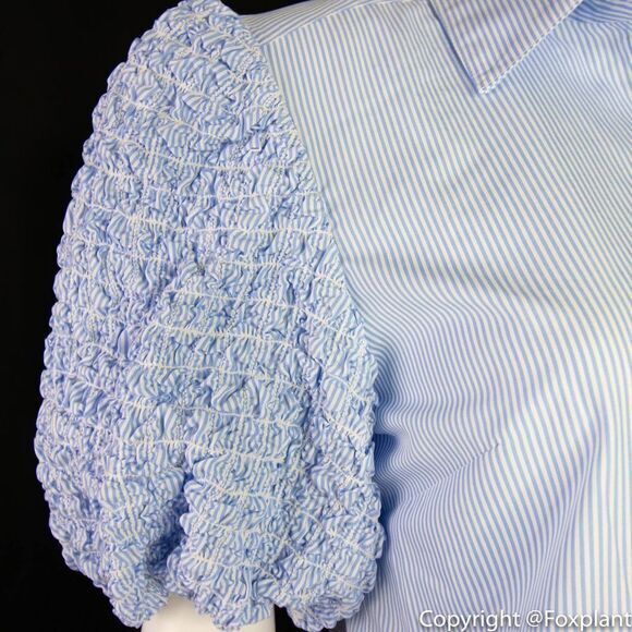 NEW Petersyn Zadie puff short sleeve button front cotton top, white, M - Picture 16 of 16